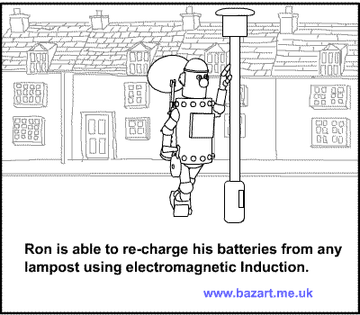 Cartoon Ron Robot Recharging