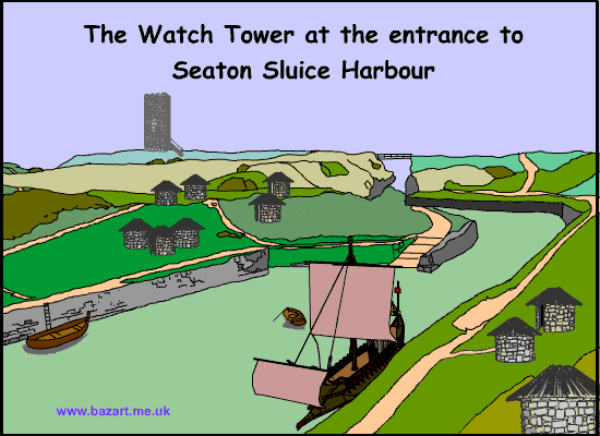 Roman Army harbour watchtower cartoon